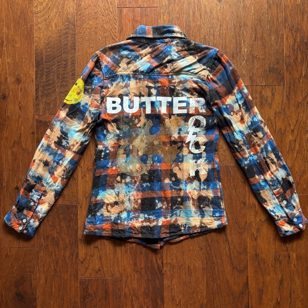 Butter Supersoft Y2K Acid Wash Plaid Snap Button Down | Size XS - Picture 4 of 11